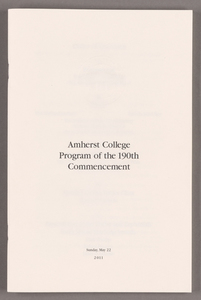 Amherst College Commencement program, 2011 May 22