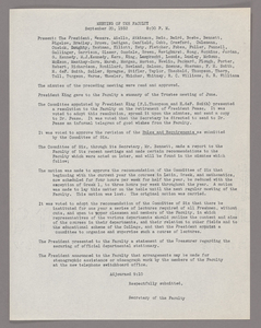 Amherst College faculty meeting minutes and Committe of Six meeting minutes 1932/1933