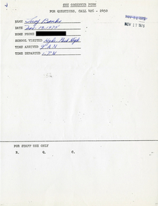 Citywide Coordinating Council daily monitoring report for Hyde Park High School by Lucy Banks, 1975 November 13