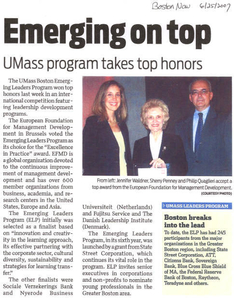 Emerging on top international honors for UMass Boston's Emerging Leaders Program