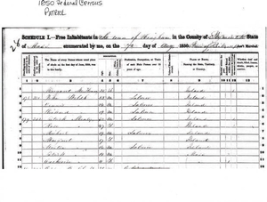 Mileys on the 1850 federal census