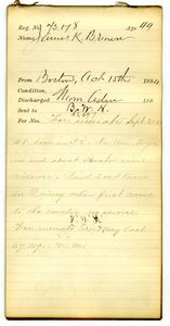 Tewksbury Almshouse Intake Record: Brown, James K.