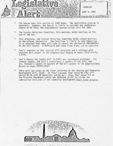 Legislative Alert: Thursday, June 4, 1981