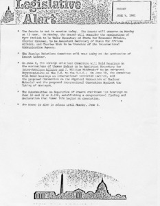 Legislative Alert: Friday, June 5, 1981