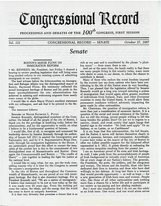 Congressional Record, Volume 133, Boston's Mayor Flynn on Immigration Reform
