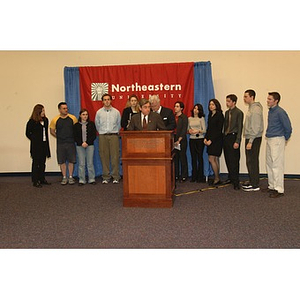 Speakers at press conference on student financial aid cuts