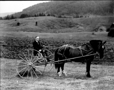 President Calvin Coolidge farming, Coolidge Homestead, Plymouth, Vermont.