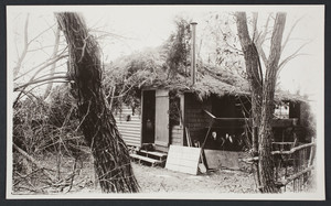 Exterior view of a duck blind, Ponkapoag, Canton, Mass., undated