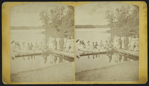 Stereograph of a group of people at Lake Baboosic, Amherst, N.H., undated