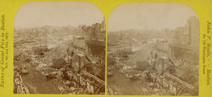 Stereograph of Washington Street ruins, Boston, Mass., November 9 and 10, 1872