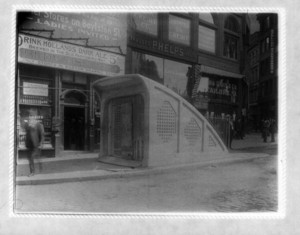 Adams Square subway station exit stairway covering, Washington Street, Boston, Mass.