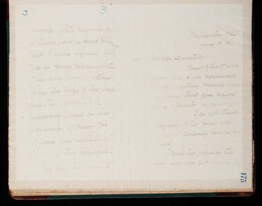 Thomas Lincoln Casey Letterbook (1888-1895), Thomas Lincoln Casey to Comstock, June 18, 1891