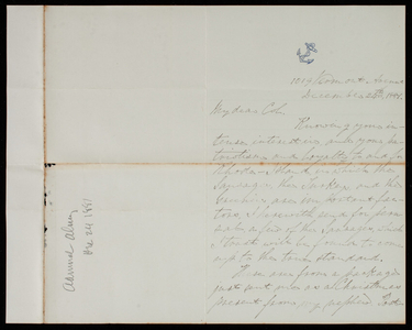 Adm. John J. Almy to Thomas Lincoln Casey, December 24, 1881