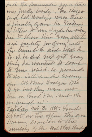Thomas Lincoln Casey Notebook, September 1888-November 1888, 76, and the connection for a time