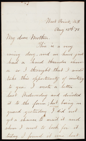 Thomas Lincoln Casey, Jr. to Emma Weir Casey, August 13, 1875