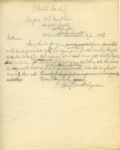 Letter from Benjamin Smith Lyman to Messrs. H. S. Gere & Sons