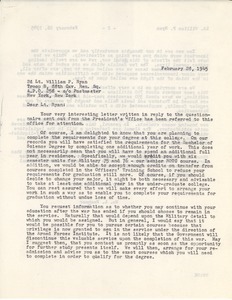 Letter from Massachusetts State College to William P. Ryan