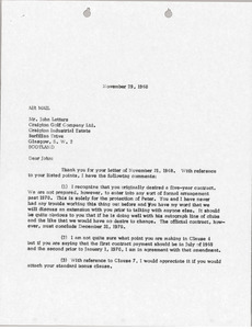 Letter from Mark H. McCormack to John Letters