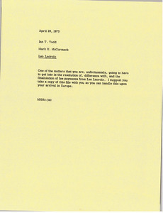 Memorandum from Mark H. McCormack to Ian T. Todd