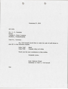Letter from Judy A. Chilcote to C. E. Cumming