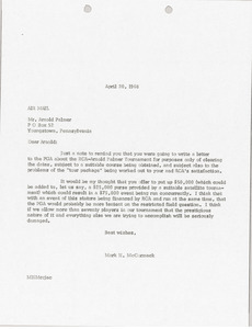 Letter from Mark H. McCormack to Arnold Palmer
