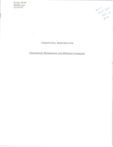 International Management and affiliated companies operational memorandum