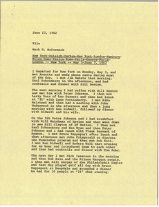 Memorandum from Mark H. McCormack to travel file