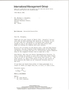 Letter from Mark H. McCormack to Michael J. Donoghue