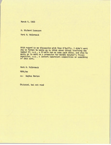 Memorandum from Mark H. McCormack to H. Richard Isaacson