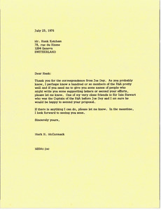 Letter from Mark H. McCormack to Hank Ketcham