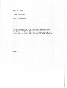 Memorandum from Mark H. McCormack to Larry Pelkowski