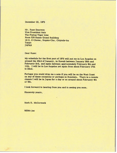 Letter from Mark H. McCormack to Russ Emerson