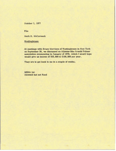 Memorandum from Mark H. McCormack to file