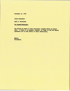 Memorandum from Mark H. McCormack to Jules Rosenthal