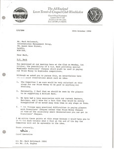 Letter from Chris Gorringe to Mark H. McCormack