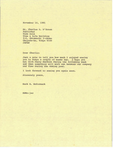 Letter from Mark H. McCormack to Charles E. D'Honau