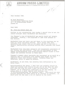 Letter from Timothy J. M. Chadwick to Mark H. McCormack