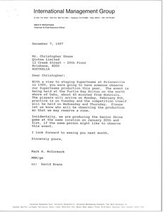 Letter from Mark H. McCormack to Christopher Skase