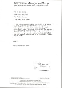 Fax from Mark H. McCormack to Fumiko Matsuki