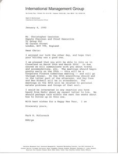 Letter from Mark H. McCormack to Christopher Lewinton