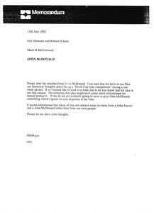 Memorandum from Mark H. McCormack to Eric Drossart and Robert D. Kain