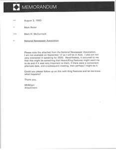 Memorandum from Mark H. McCormack to Mark Reiter