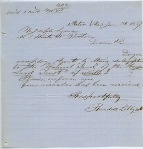 Letter from Randall Libby to Joseph Lyman