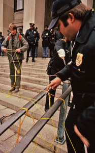 Police cut threads woven by demonstrators