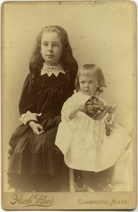 Margaret Higginson Barney (left) with Alice Channing: full length studio portrait, seated