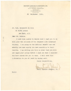 Letter from Henry Lincoln Johnson to W. E. B. Du Bois