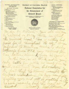 Letter from Neval H. Thomas to W. E. B. Du Bois