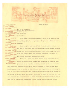 Letter from P. L. Prattis to W. E. B. Du Bois