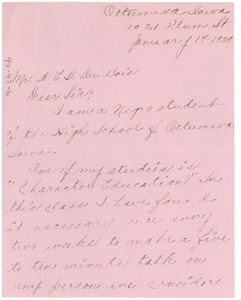Letter from Marjorie McGill to W. E. B. Du Bois