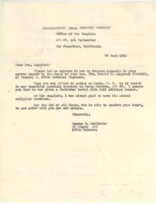 V-mail from Eugene B. Hollister to Clara Langland
